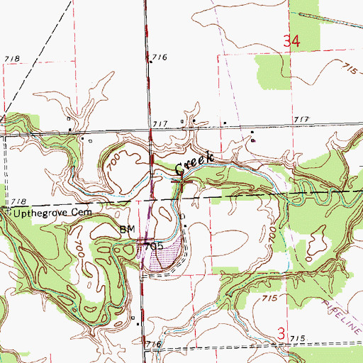 Topographic Map of Moss Run, OH