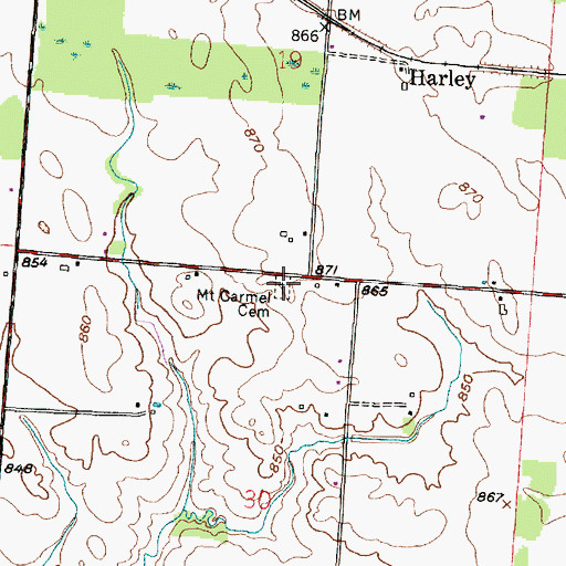 Topographic Map of Mount Carmel Cemetery, OH