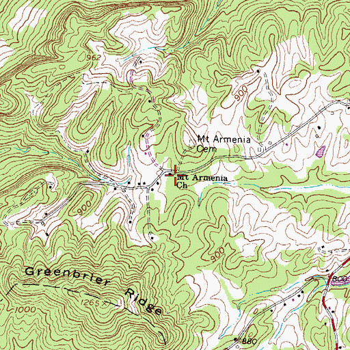 Topographic Map of Mount Armenia Church, OH