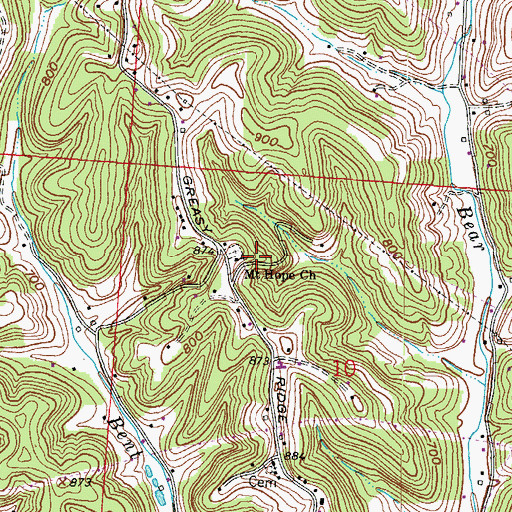 Topographic Map of Mount Hope Church, OH