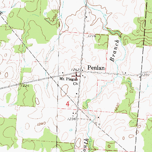 Topographic Map of Mount Pisgah Church, OH