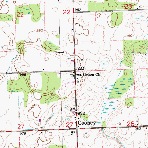 Topographic Map of Mount Union Church, OH