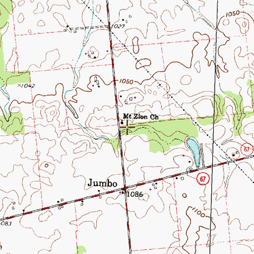 Topographic Map of Mount Zion Church, OH