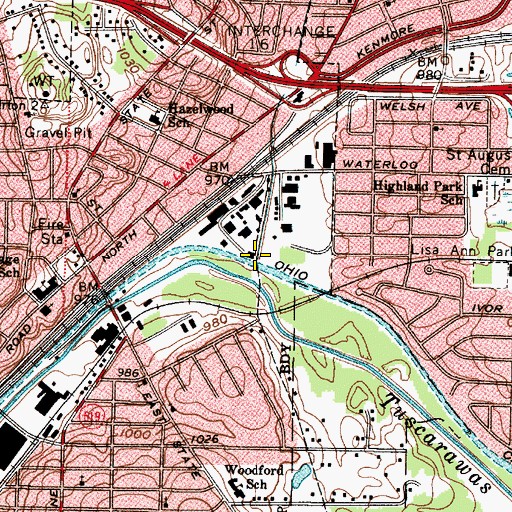 Topographic Map of Mud Run, OH