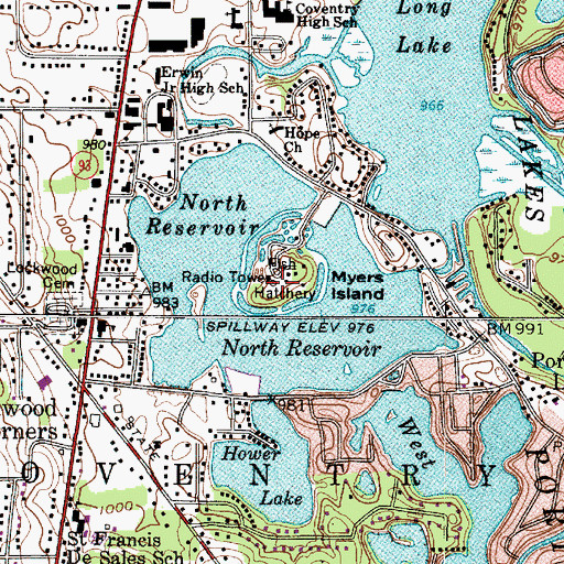 Topographic Map of Myers Island, OH