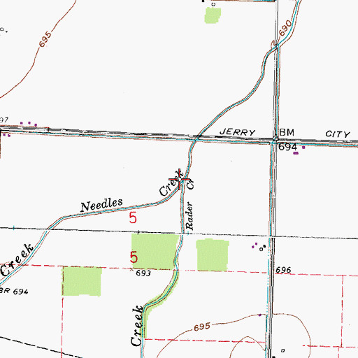 Topographic Map of Needles Creek, OH