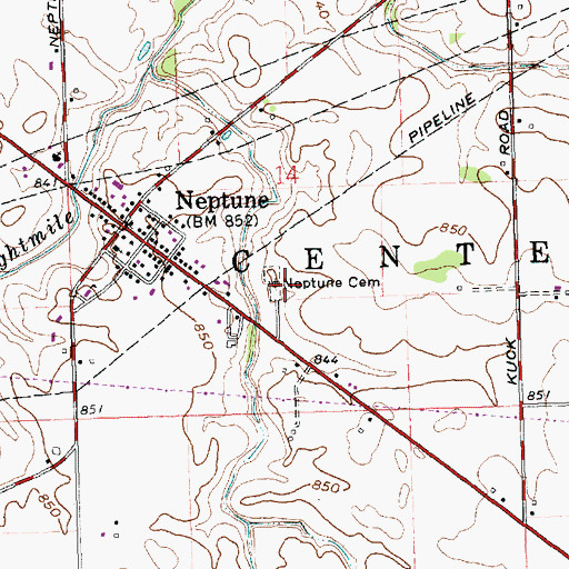 Topographic Map of Neptune Cemetery, OH