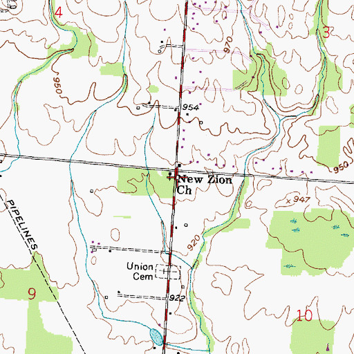 Topographic Map of New Zion United Methodist Church, OH