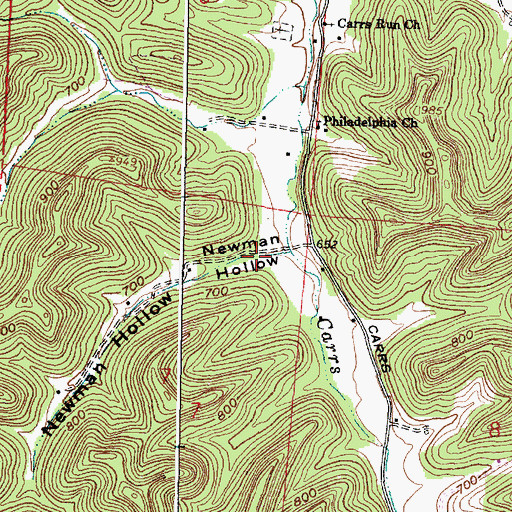 Topographic Map of Newman Hollow, OH