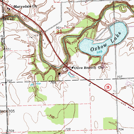 Topographic Map of Olive Branch Church, OH