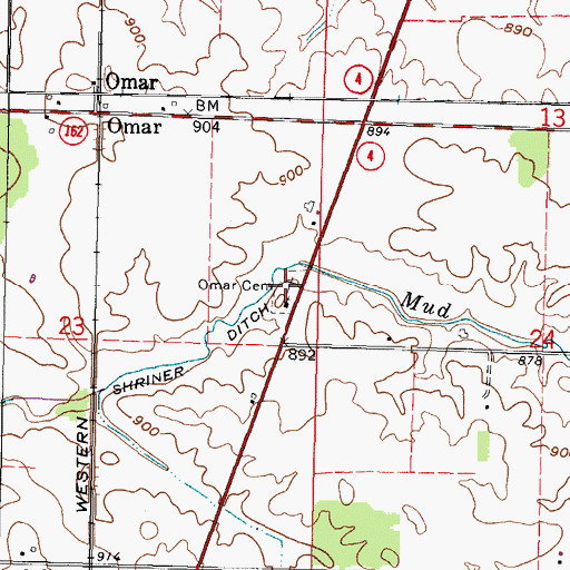 Topographic Map of Omar Cemetery, OH