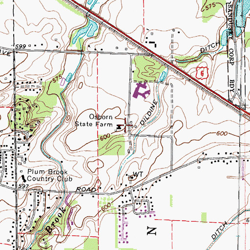 Topographic Map of Osborn State Farm, OH