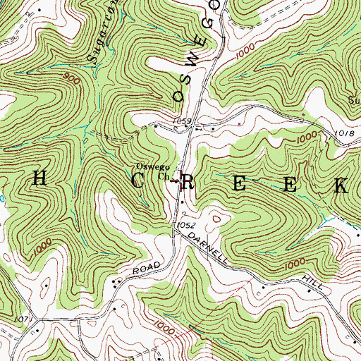 Topographic Map of Oswego Church, OH