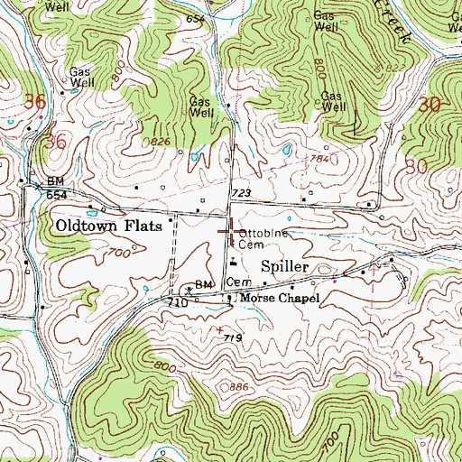 Topographic Map of Ottobine Cemetery, OH