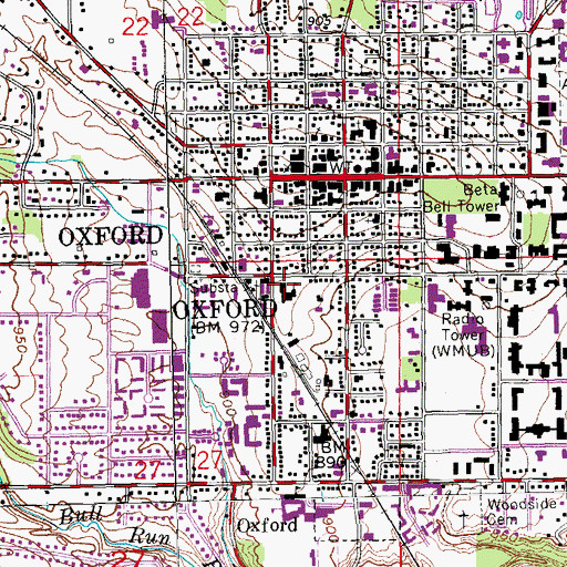Topographic Map of Oxford, OH