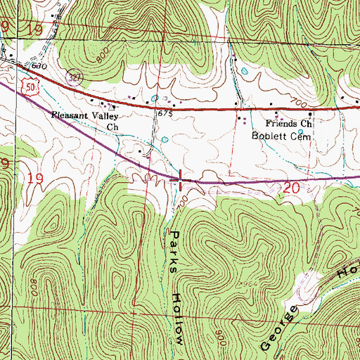 Topographic Map of Parks Hollow, OH