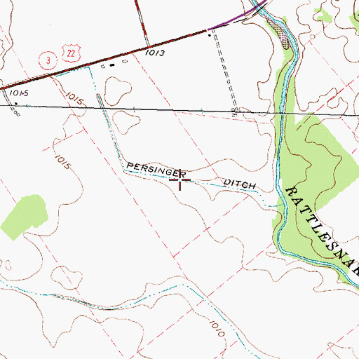 Topographic Map of Persinger Ditch, OH
