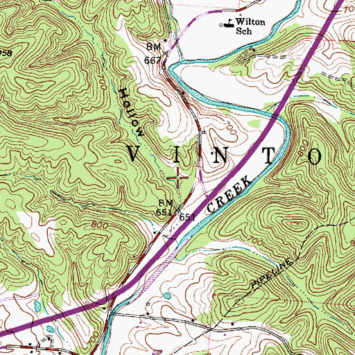 Topographic Map of Pierce Hollow, OH
