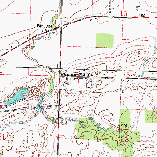Topographic Map of Pleasant Hill Church, OH