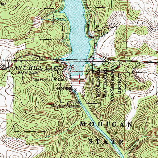 Topographic Map of Pleasant Hill Dam, OH