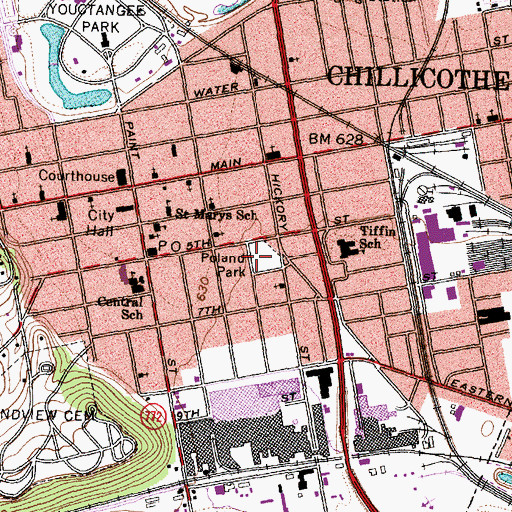 Topographic Map of Poland Park, OH