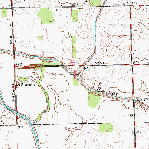 Topographic Map of Prairie Creek, OH