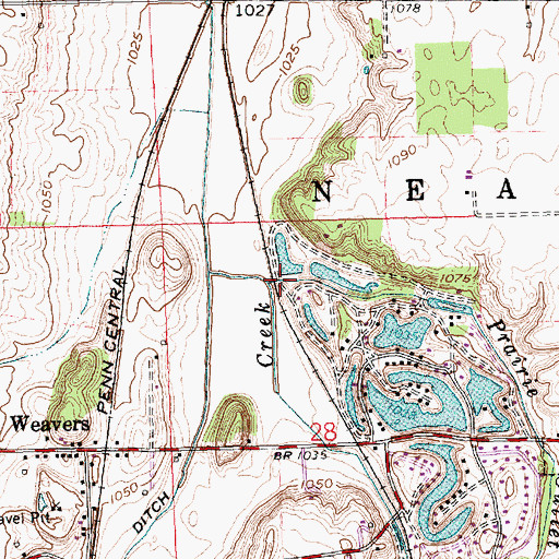 Topographic Map of Prairie Outlet, OH