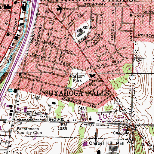 Topographic Map of Preston Park, OH