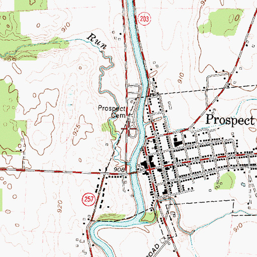 Topographic Map of Prospect Cemetery, OH