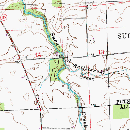 Topographic Map of Rattlesnake Creek, OH