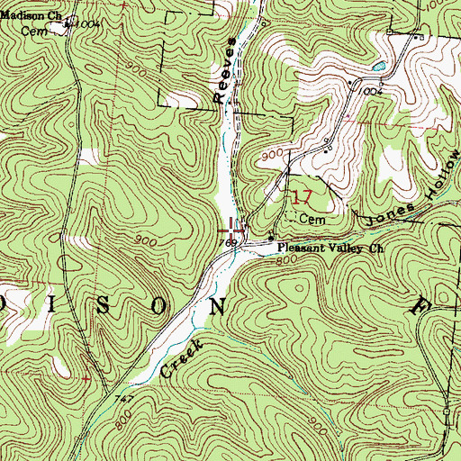 Topographic Map of Reeves Hollow, OH