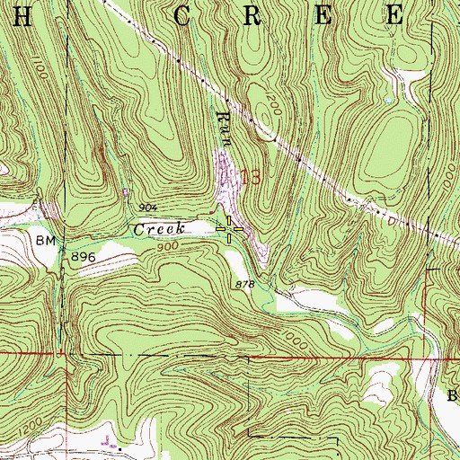 Topographic Map of Roach Run, OH