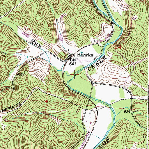 Topographic Map of Rockcamp Run, OH