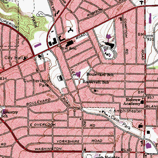 Topographic Map of Roosevelt School, OH