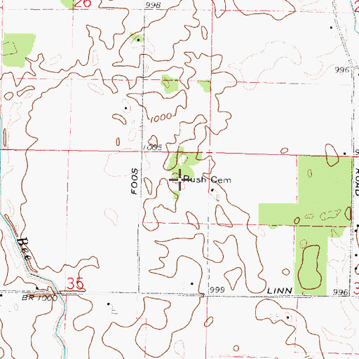 Topographic Map of Rush Cemetery, OH