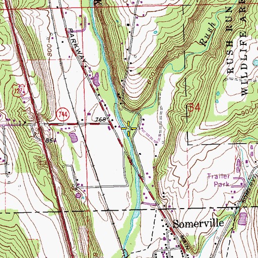 Topographic Map of Rush Run, OH
