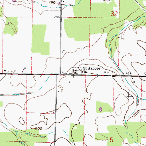 Topographic Map of Saint Jacobs Church, OH
