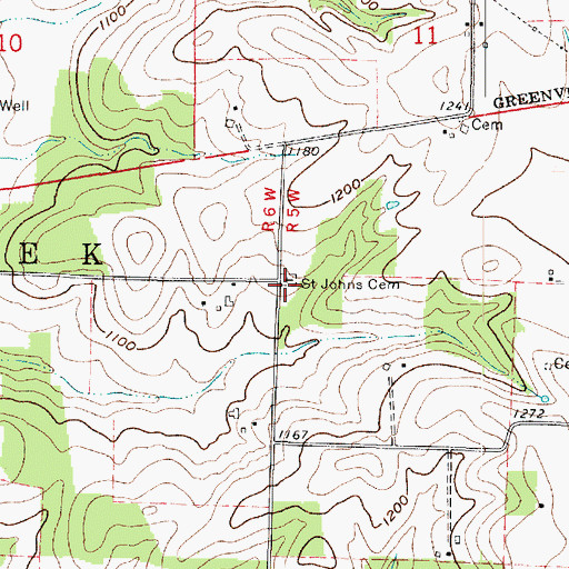 Topographic Map of Saint Johns Cemetery, OH