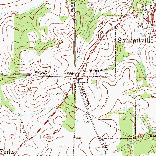 Topographic Map of Saint Johns Church, OH