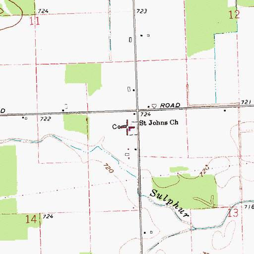 Topographic Map of Saint John's Lutheran Church, OH