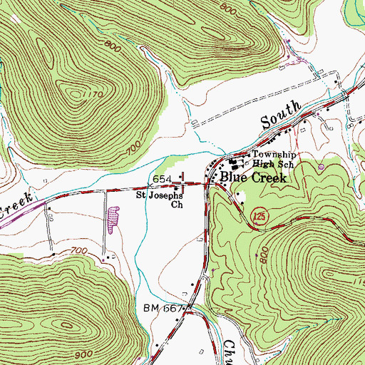 Topographic Map of Saint Josephs Church, OH