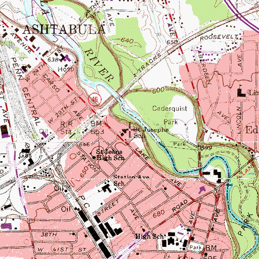 Topographic Map of Saint Josephs School, OH