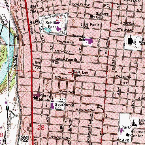 Topographic Map of Saint Leo School, OH