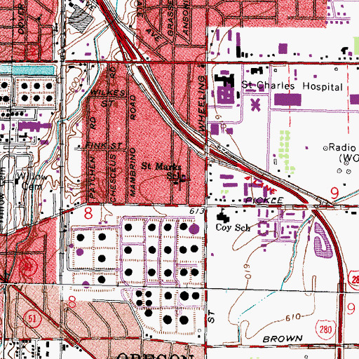 Topographic Map of Saint Marks School, OH