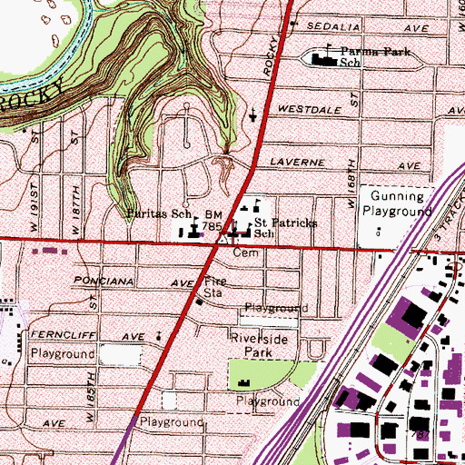 Topographic Map of Saint Patricks School, OH