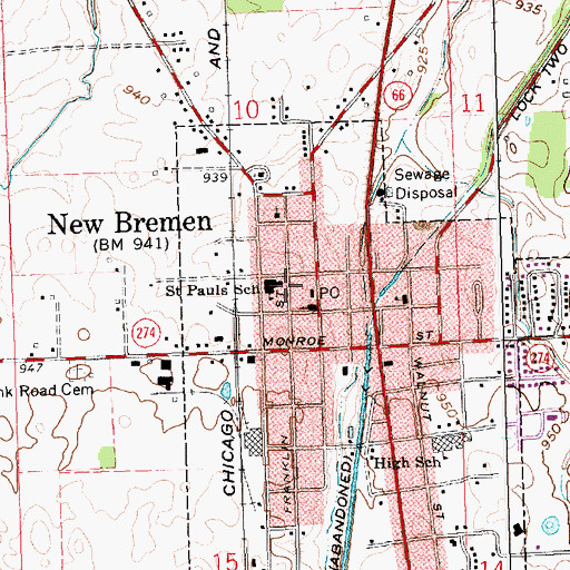 Topographic Map of Saint Pauls School, OH