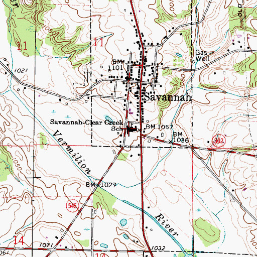 Topographic Map of Savannah-Clear Creek School, OH