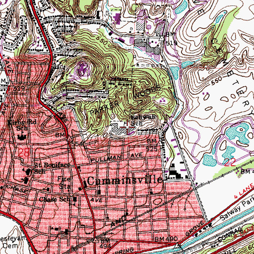Topographic Map of Schwab School, OH