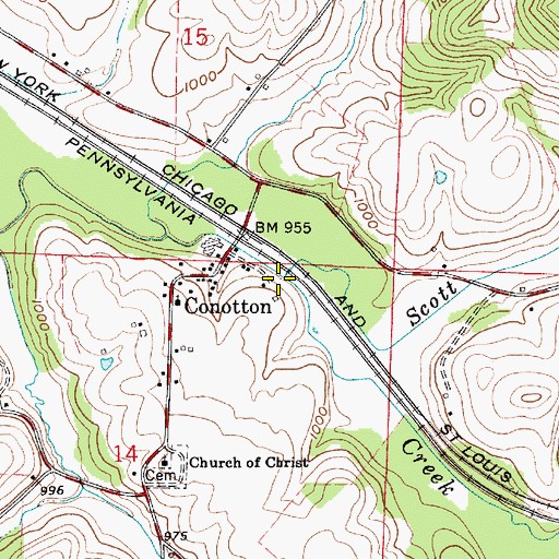 Topographic Map of Scott Run, OH