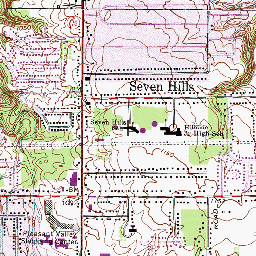 Topographic Map of Seven Hills School, OH